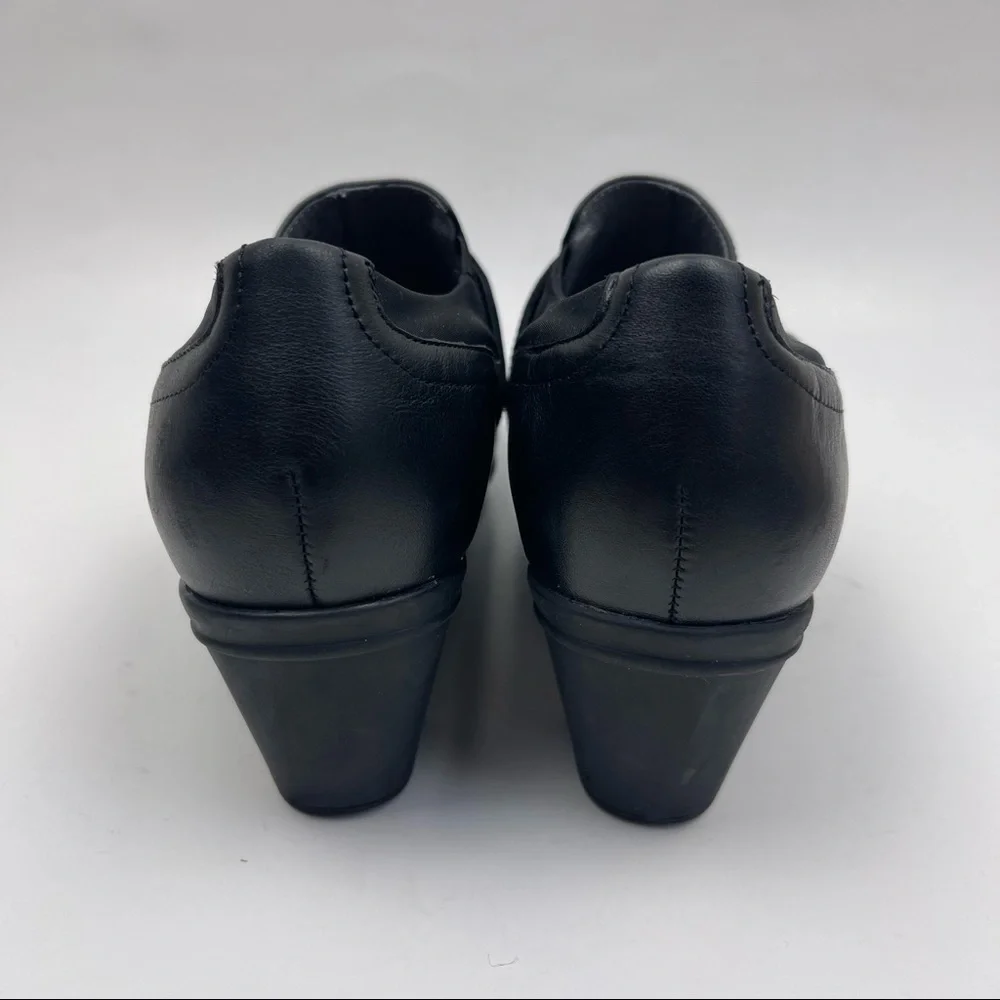 Abeo B.I.O SYSTEM Raine Black Leather Comfortable Mule Clog Heel Shoes Size 7.5